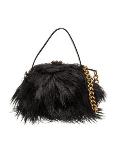 Pre-owned Gucci Faux Fur Shoulder Bag 2023 In Black