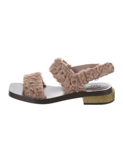 Pre-owned Gucci Faux Fur Slides In Pink