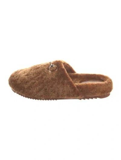 Pre-owned Gucci Faux Fur Slippers In Brown