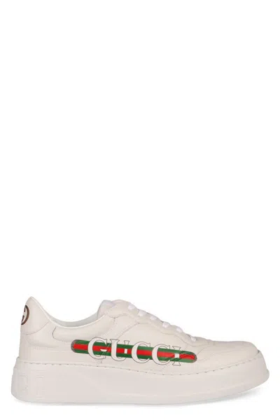 Gucci Faux Leather Low-top Trainers In White