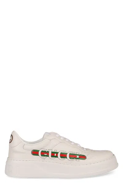 Gucci Faux Leather Low-top Sneakers In White