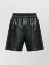 Gucci Black Bermuda Shorts With Elasticated Waist And Logo Lettering In Leather Man In Black