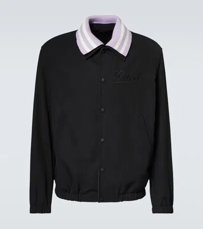 Gucci Faux Leather-trimmed Blouson In Black