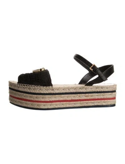 Pre-owned Gucci Faux Pearl Accents Espadrilles In Neutral