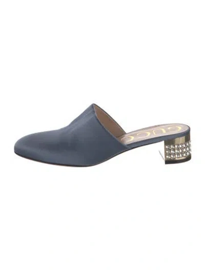 Pre-owned Gucci Faux Pearl Accents Satin Mules