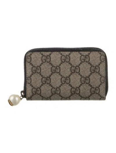 Pre-owned Gucci Faux Pearl Accents Wallet In Neutral