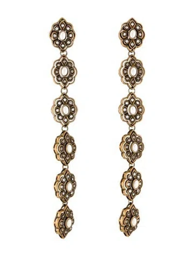 Pre-owned Gucci Faux Pearl & Crystal Drop Earrings In Multi
