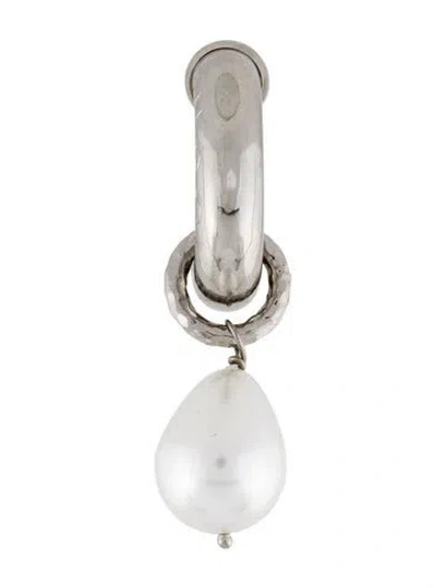 Pre-owned Gucci Faux Pearl Charm Single Clip-on Earring In White