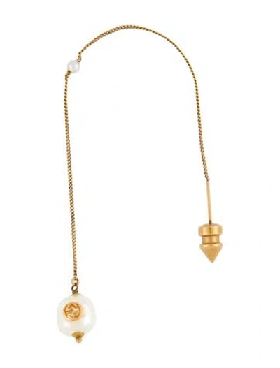 Pre-owned Gucci Faux Pearl Drop Single Earring In Multi