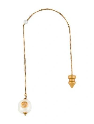 Pre-owned Gucci Faux Pearl Drop Single Earring In Multi