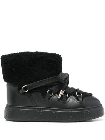 Gucci Faux Shearling Ankle Boots In Black
