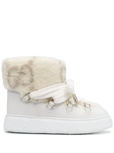 Gucci Women's Wool-effect Booties In White