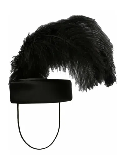 Gucci Feather-embellished Pillbox Hat In Black