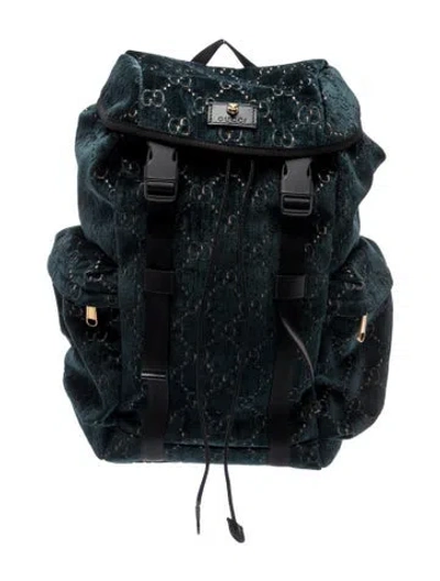 Pre-owned Gucci Feline Head Backpack Medium In Blue