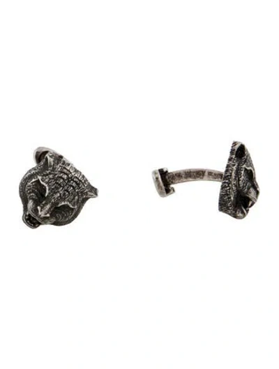 Pre-owned Gucci Feline Head Cufflinks In Multi