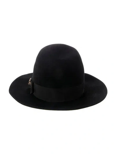 Pre-owned Gucci Feline Head Felt Fedora In Black