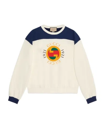 Gucci Felpa In Jersey Di Cotone Stampato In White