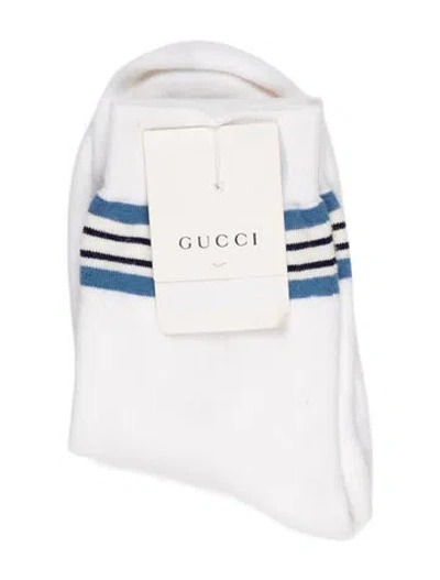 Pre-owned Gucci Felponge Socks W/tags In Blue/white