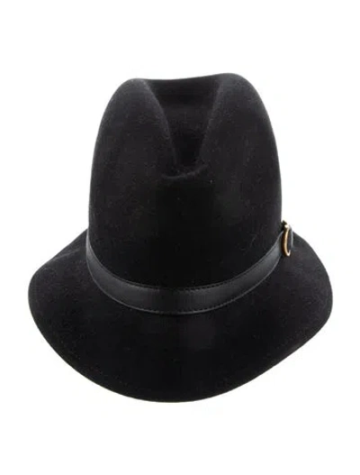 Pre-owned Gucci Felt Fedora Hat In Black