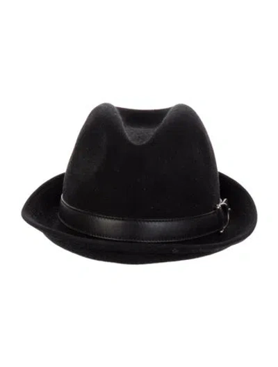 Pre-owned Gucci Felt Fedora Hat In Black