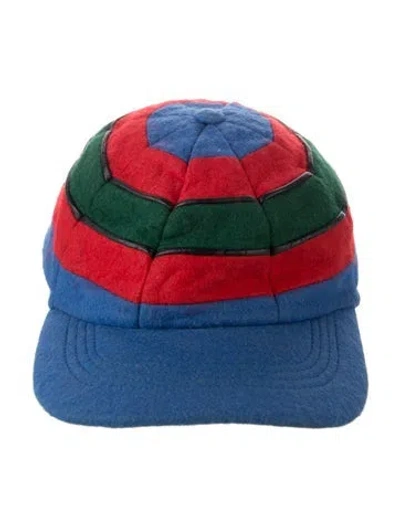 Pre-owned Gucci Felted Colorblock Baseball Hat In Blue