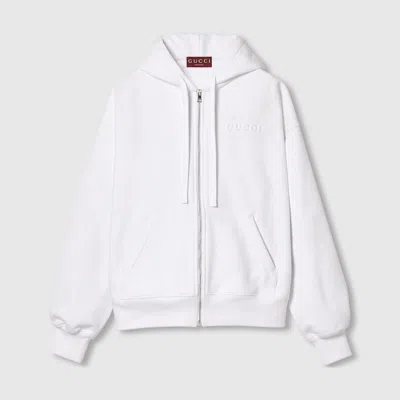 Gucci Felted Cotton Jersey Zip Jacket In White