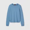 Gucci Felted Wool Knit Sweater With Intarsia In Blue