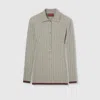 Gucci Fine Cable And Rib Wool Polo Top In Nude