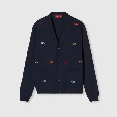 Gucci Fine Cashmere Cardigan With Intarsia In Burgundy
