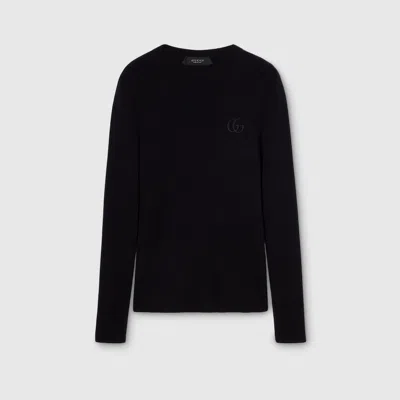 Gucci Fine Cashmere Silk Top With Embroidery In Black