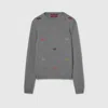 Gucci Men Long Sleeve Crew-neck Cashmere Sweater In Gray