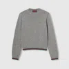 Gucci Cashmere Sweater Luxe Web Ribbon In Grey