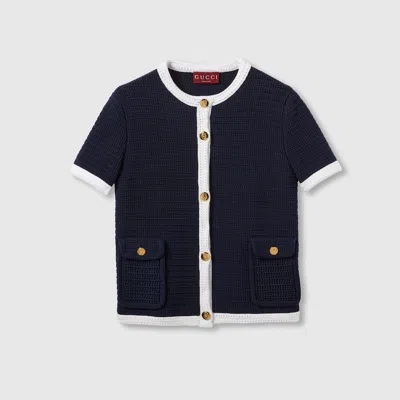Gucci Fine Cotton Cardigan In Blue