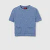Gucci Fine Cotton Crewneck Top In Blue
