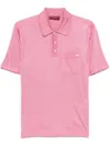 Gucci Pink Polo Shirt With Chest Pocket And Embroidered Logo On The Front In Fine Silk Knit Man In Pink