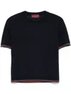 Gucci Blue T-shirt With Web Detail On The Edges In Cashmere And Silk Blend Woman In 蓝色
