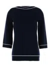 Gucci Oversize Wool Sweater With Contrast Trim And Button Detail In Blue