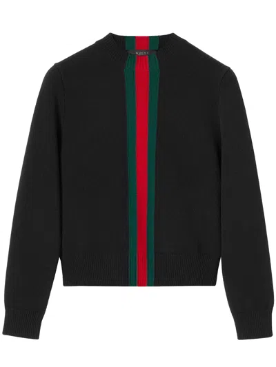 Gucci Fine Knit Wool Sweater In Black