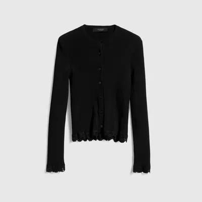 Gucci Fine Matte Viscose Rib Cardigan In Black