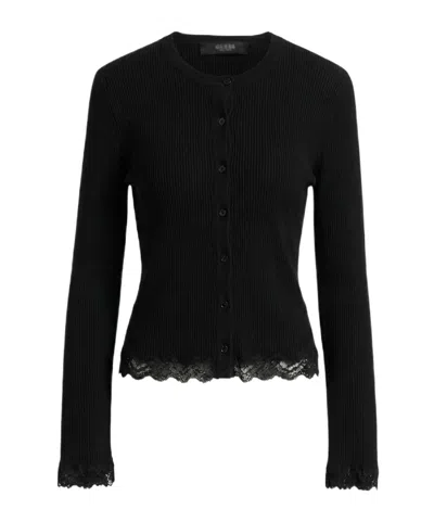 Gucci Fine Matte Viscose Rib Cardigan In Black