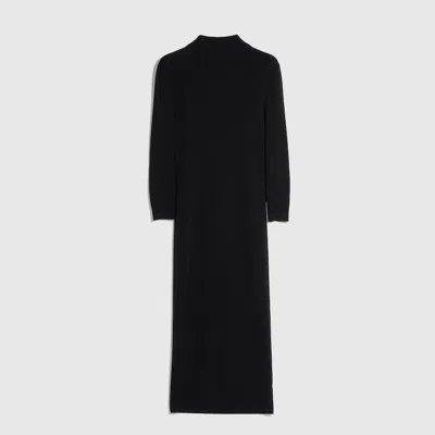 Gucci Fine Rib Knit Wool Dress With Horsebit In Black