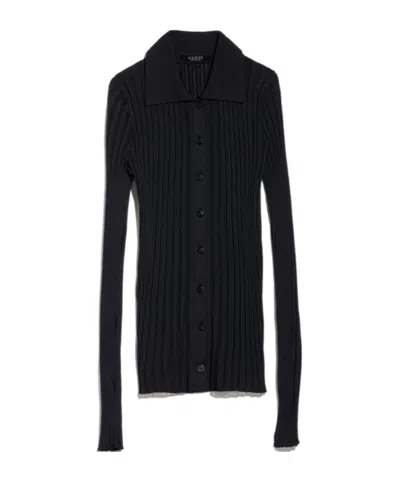 Gucci Fine Rib Viscose Cardigan In Black