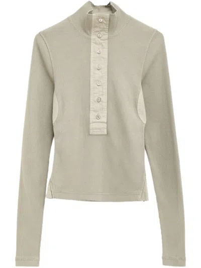 Gucci Fine-ribbed T-shirt In Gray