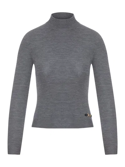 Gucci Fine Ribbed Wool Top With Clamp In White
