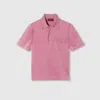Gucci Pink Polo Shirt With Chest Pocket And Embroidered Logo On The Front In Fine Silk Knit Man In Pink
