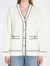 Gucci Incrocio Gg Ribbed-knit Cardigan In White