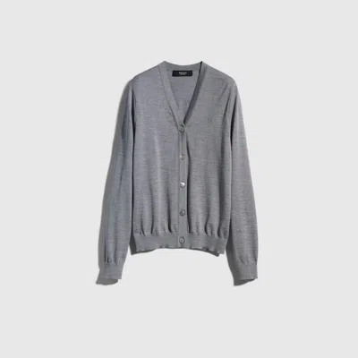 Gucci Fine Wool Cardigan With Embroidery In Gray