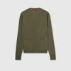 Gucci Fine Wool Knit Cardigan With Intarsia In Green