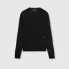 Gucci Fine Wool Knit Cardigan With Intarsia In Black