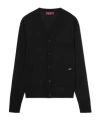Gucci Fine Wool Knit Cardigan With Intarsia In Black